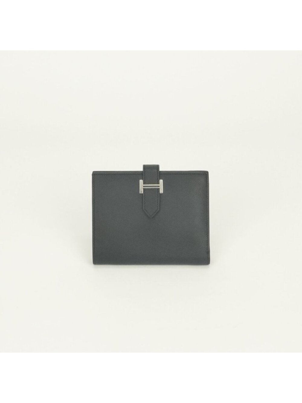 Hermes Bearn Compact Wallet Bifold Mini Madame Noir Black Silver